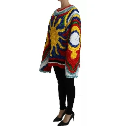 Multicolor Sun Ruffled Top Blouse Sweater