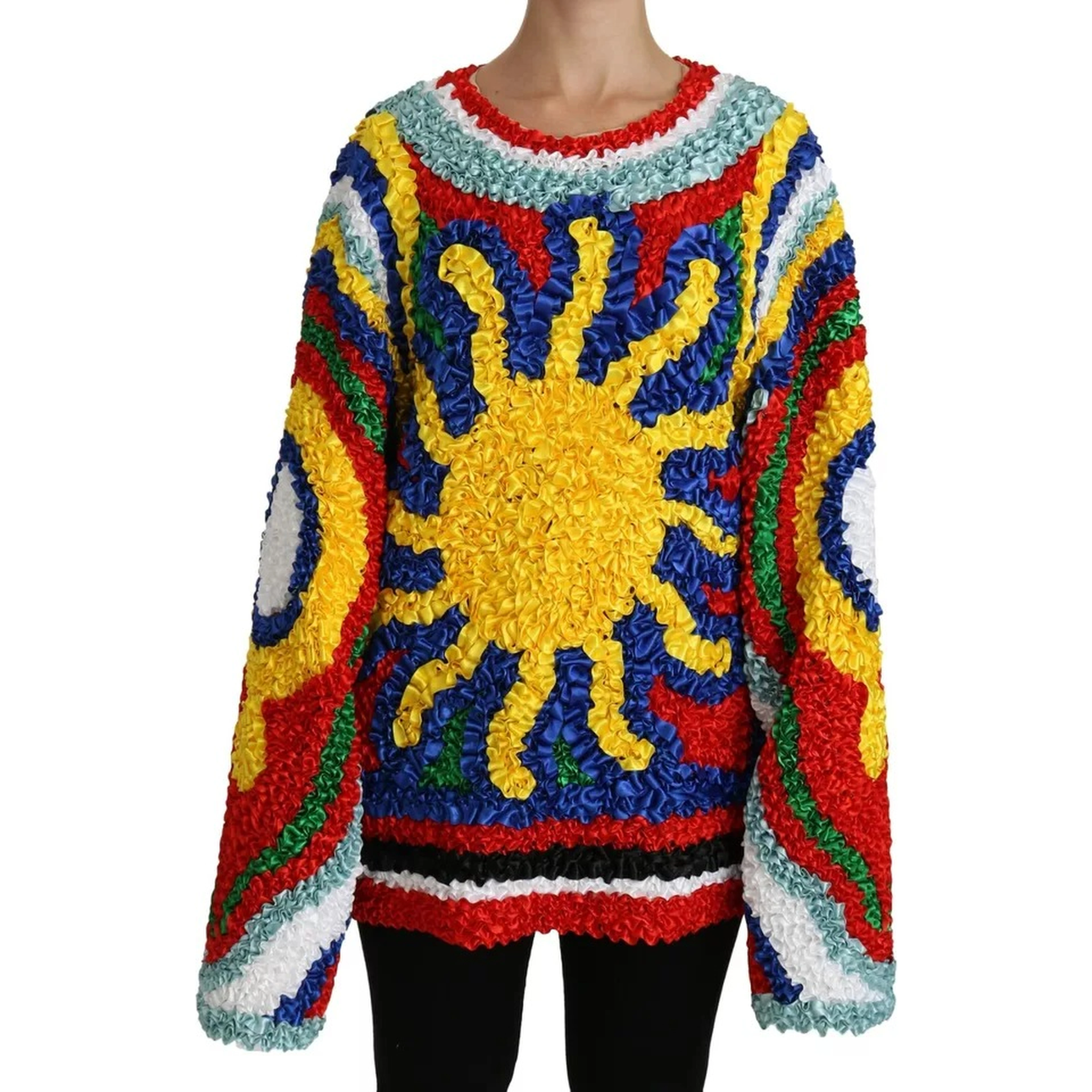 Multicolor Sun Ruffled Top Blouse Sweater
