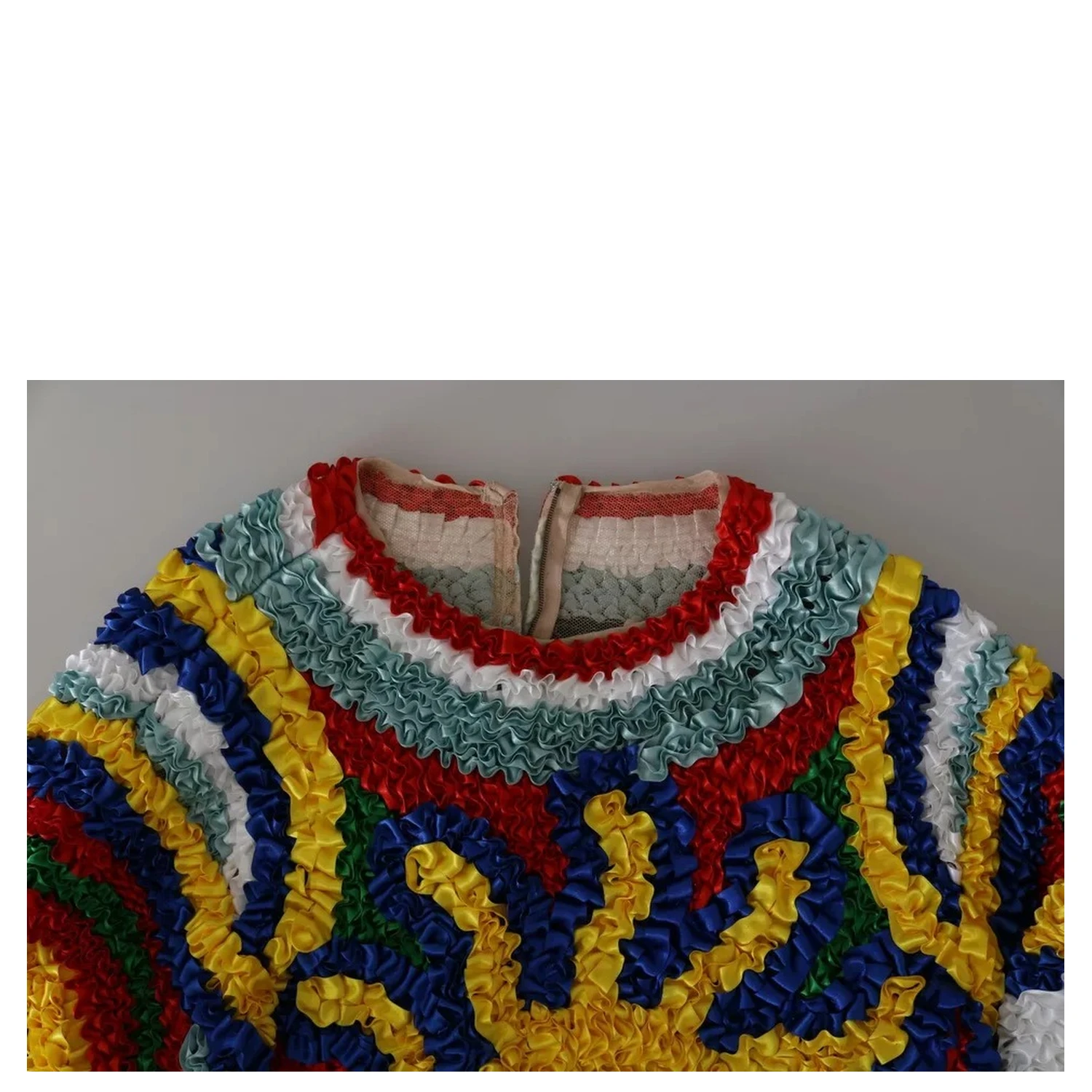 Multicolor Sun Ruffled Top Blouse Sweater