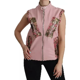 Pink Leather Sleeveless Vest Jacket Blouse