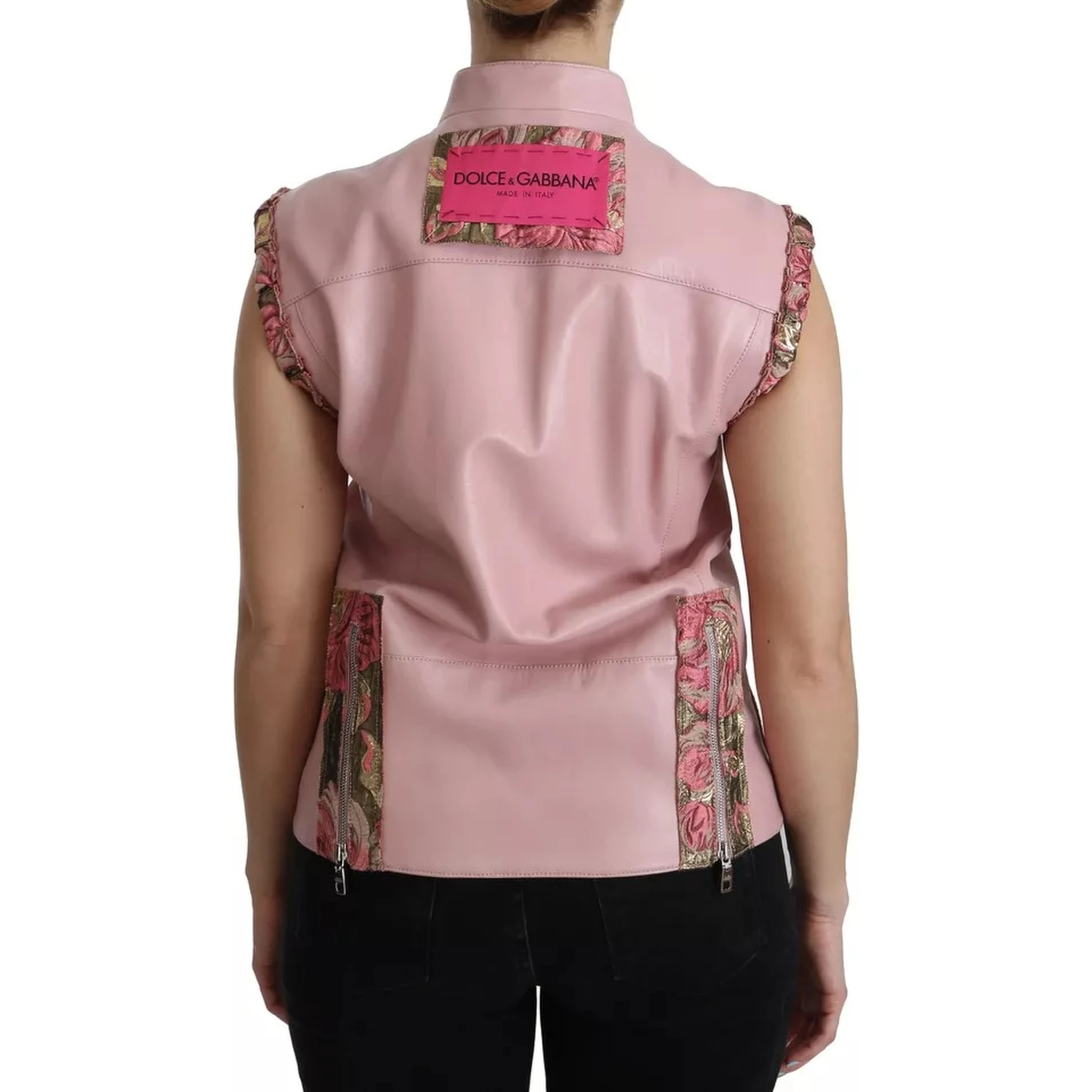 Pink Leather Sleeveless Vest Jacket Blouse