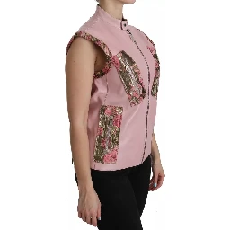 Pink Leather Sleeveless Vest Jacket Blouse