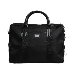 Black Logo Plaque Double Handle Messenger Bag