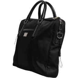 Black Logo Plaque Double Handle Messenger Bag