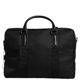 Black Logo Plaque Double Handle Messenger Bag