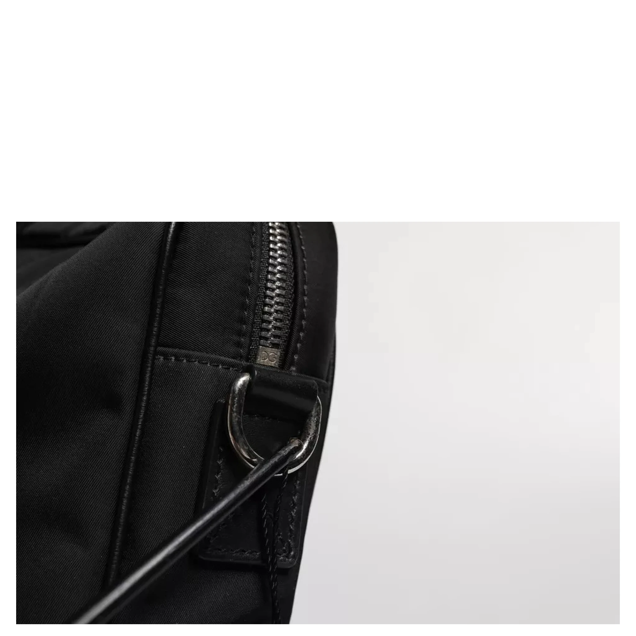 Black Logo Plaque Double Handle Messenger Bag