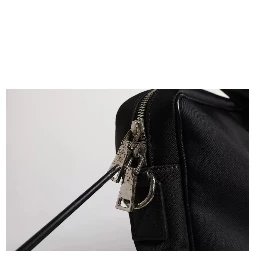 Black Logo Plaque Double Handle Messenger Bag