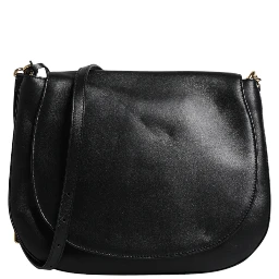 Black Leather Flap Saddle Shoulder Bag