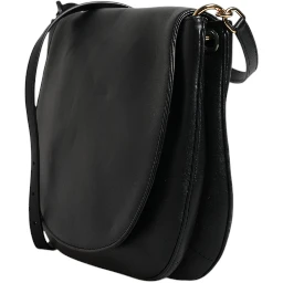 Black Leather Flap Saddle Shoulder Bag