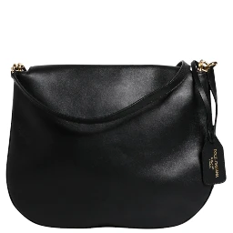 Black Leather Flap Saddle Shoulder Bag