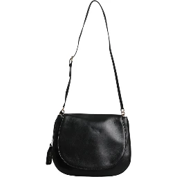 Black Leather Flap Saddle Shoulder Bag