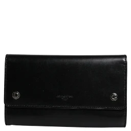 Black Leather Logo Embossed Crossbody Bag