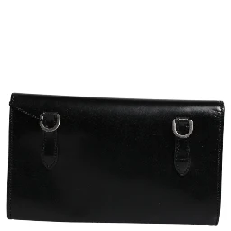 Black Leather Logo Embossed Crossbody Bag