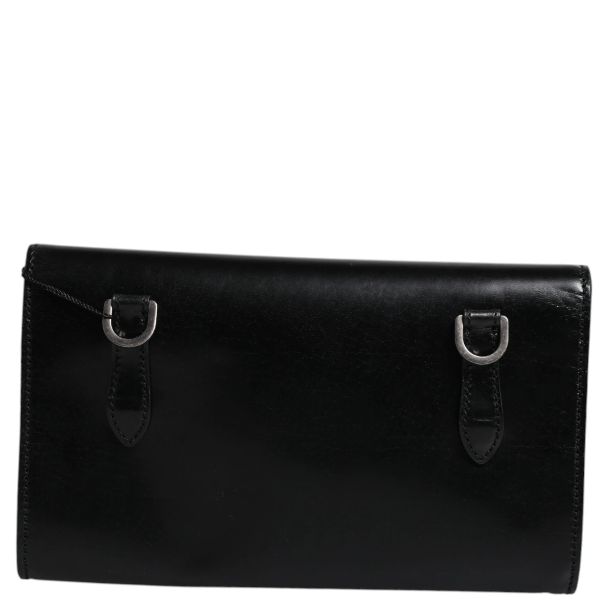 Black Leather Logo Embossed Crossbody Bag