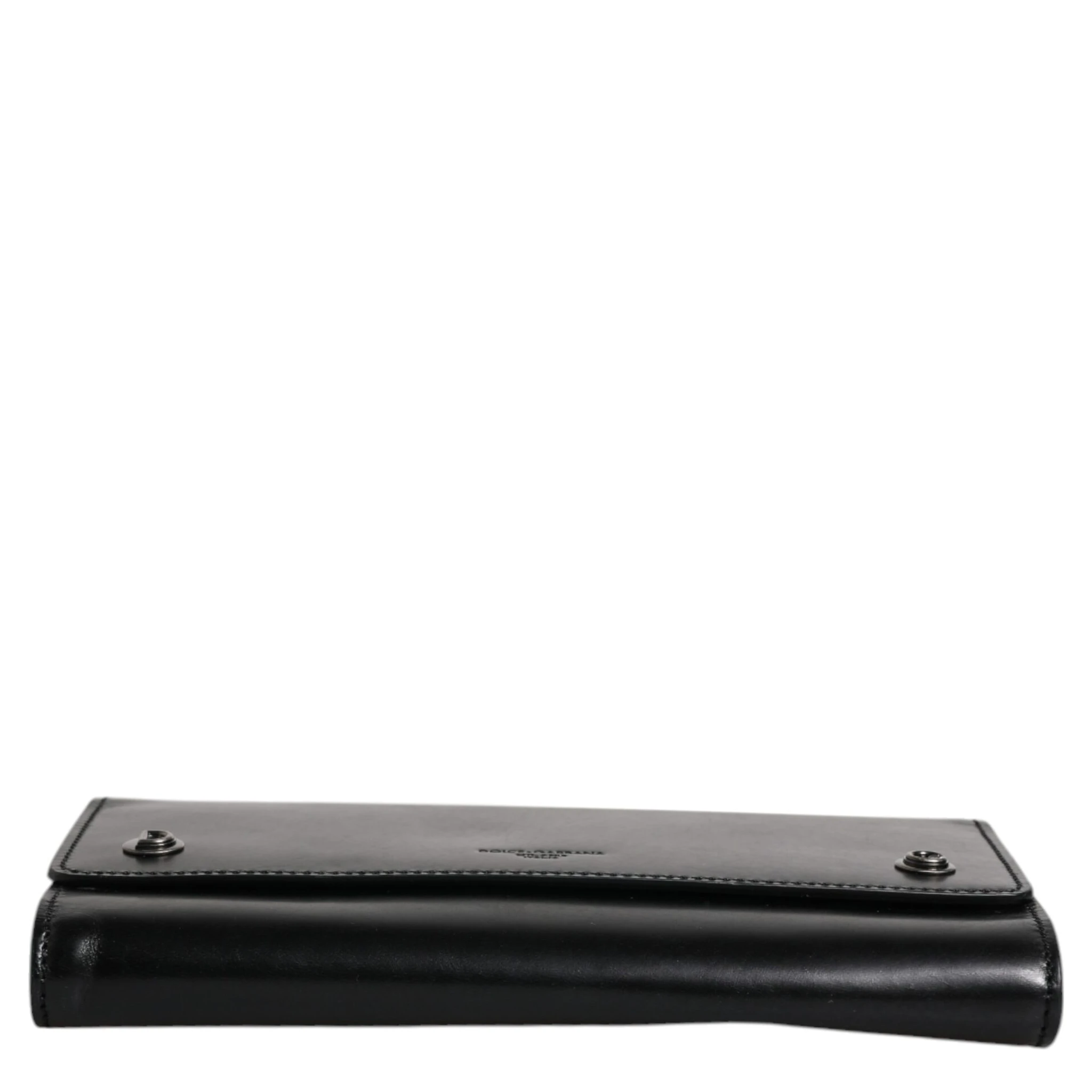 Black Leather Logo Embossed Crossbody Bag