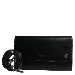 Black Leather Logo Embossed Crossbody Bag