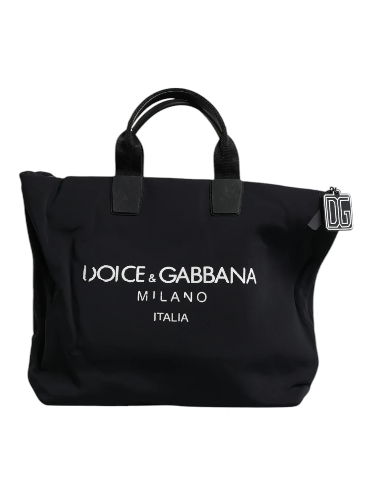 Black Canvas DG Logo Women Shopping Hand Tote Bag alternative