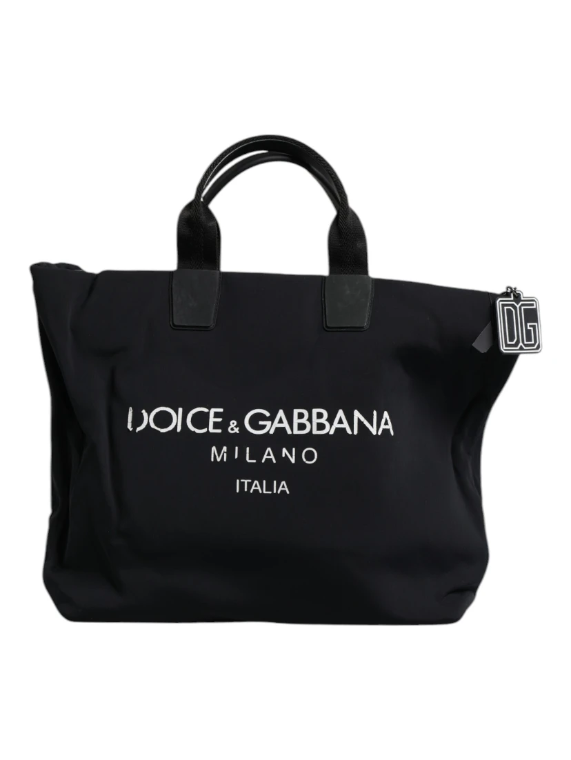 Black Canvas DG Logo Women Shopping Hand Tote Bag