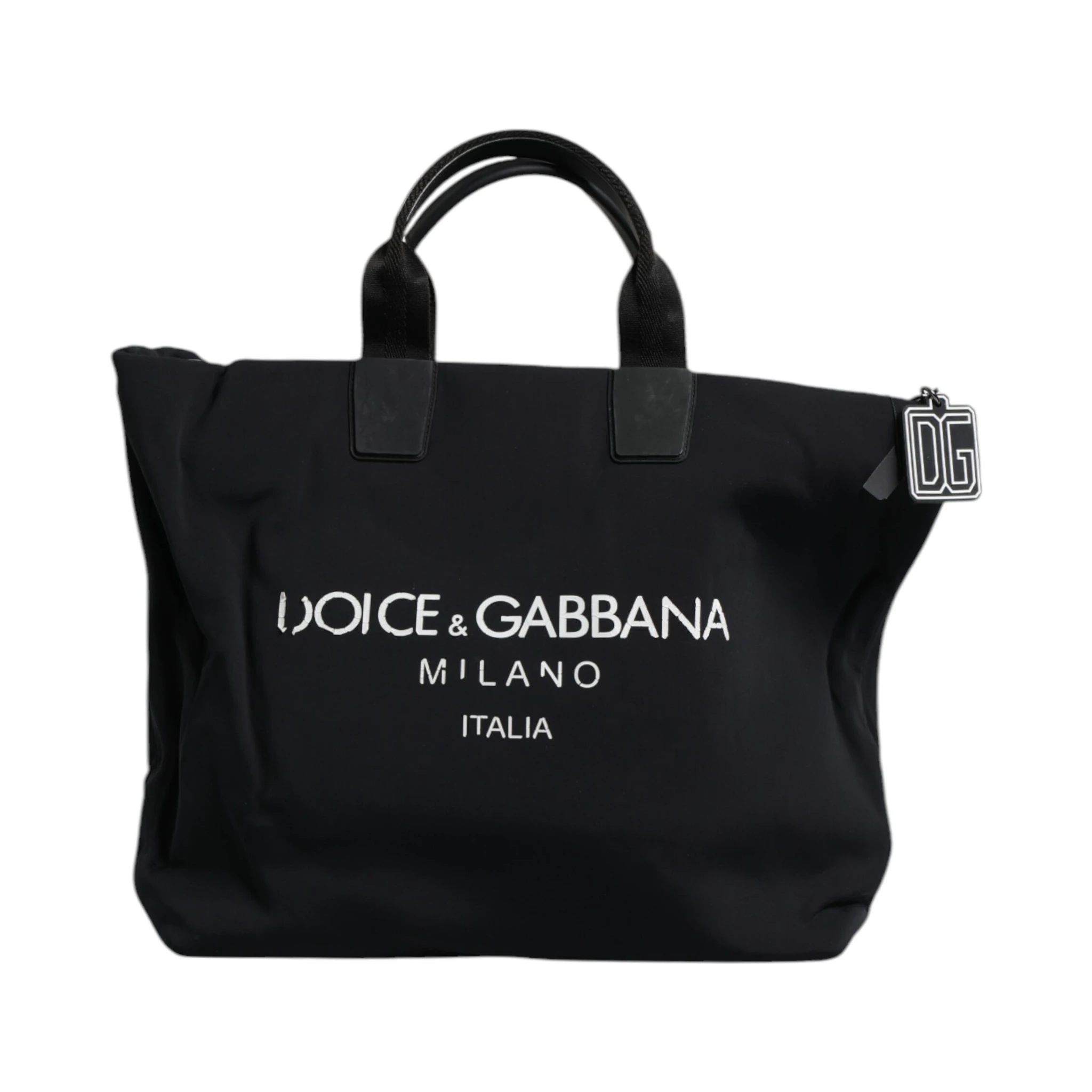 Black Canvas DG Logo Women Shopping Hand Tote Bag