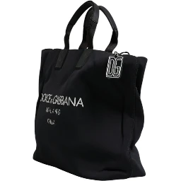 Black Canvas DG Logo Women Shopping Hand Tote Bag