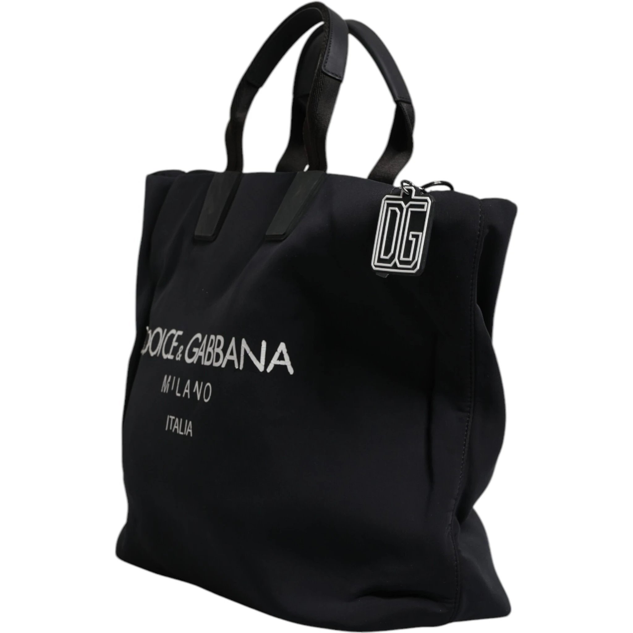 Black Canvas DG Logo Women Shopping Hand Tote Bag