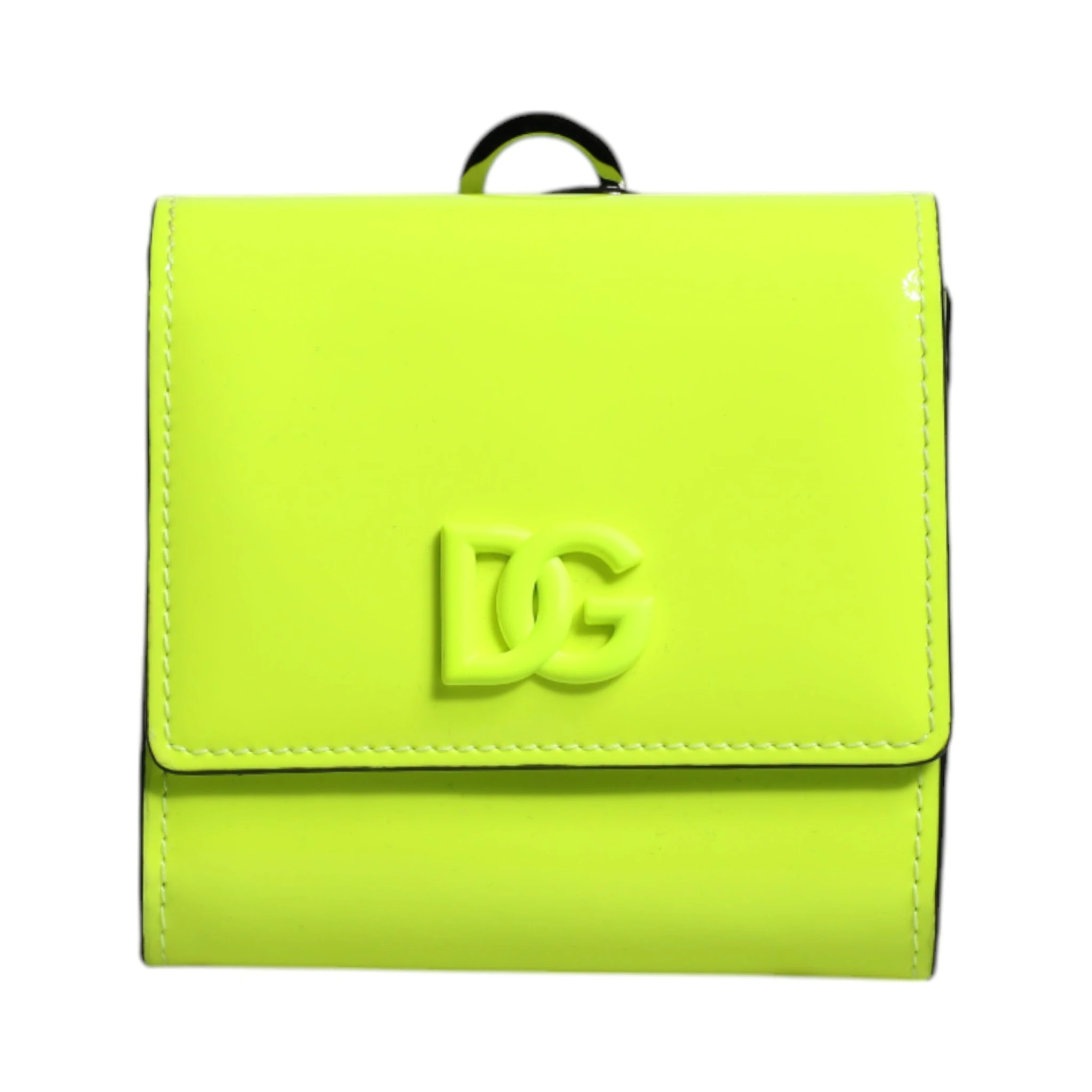 Yellow Green Bifold DG Logo Neck Strap Cardholder Wallet