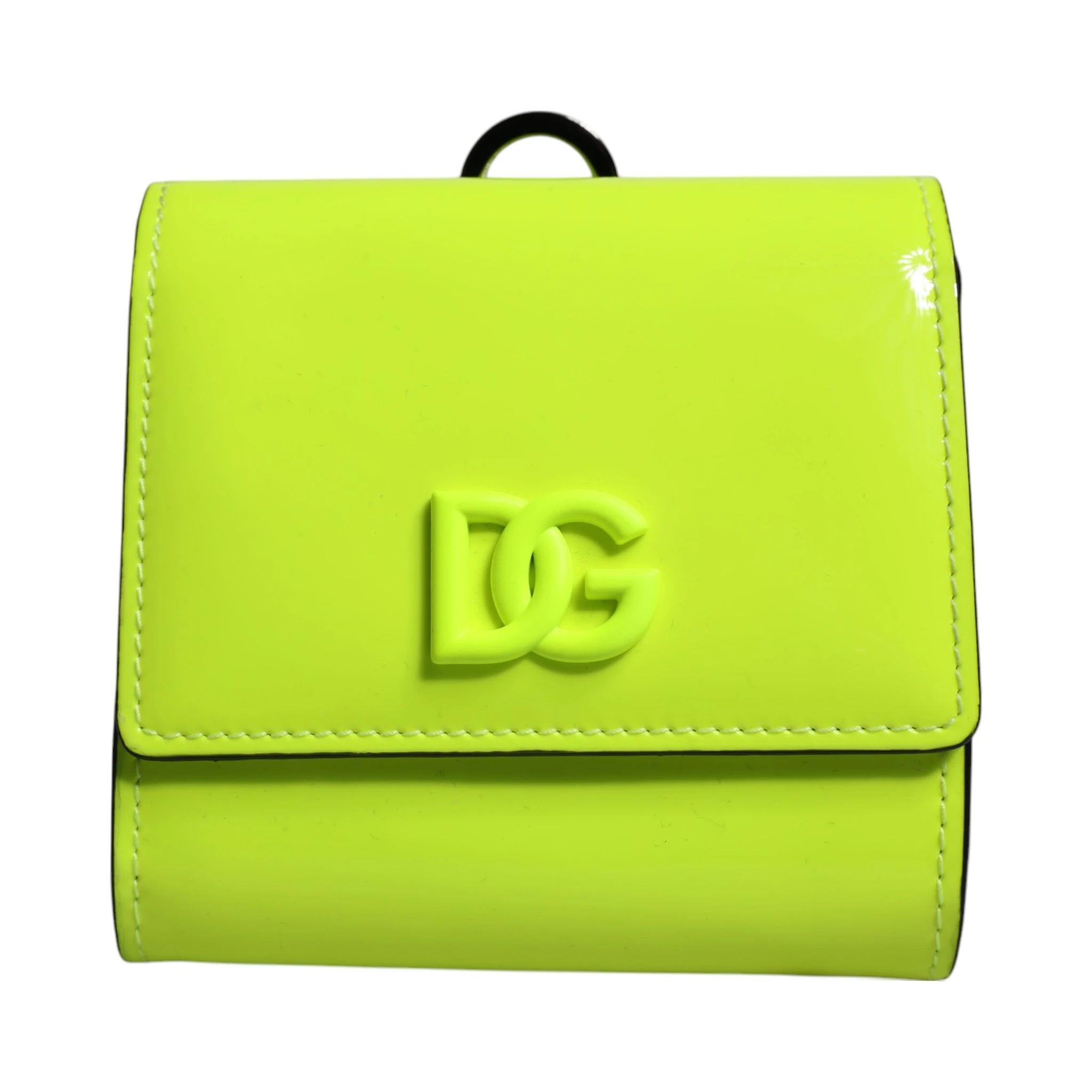 Yellow Green Bifold DG Logo Neck Strap Cardholder Wallet