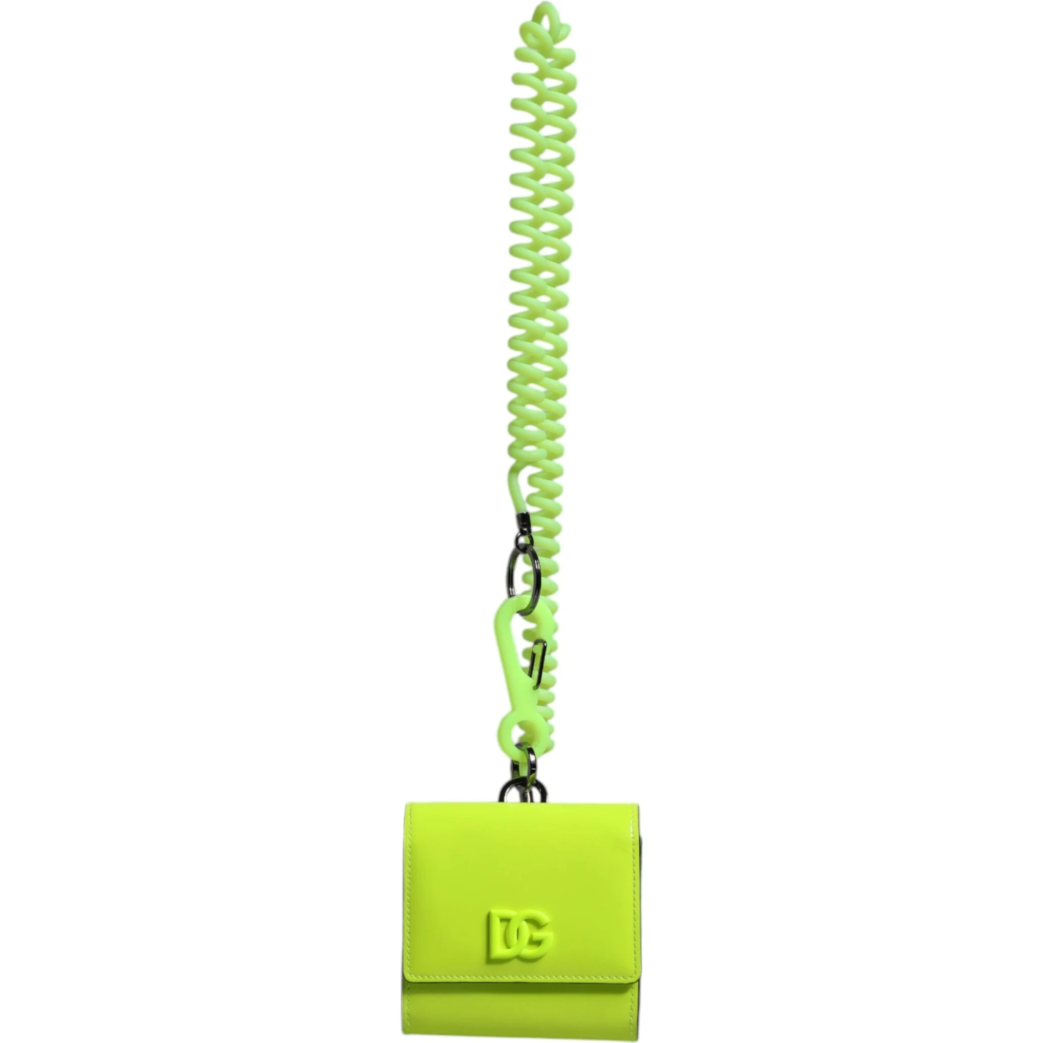 Yellow Green Bifold DG Logo Neck Strap Cardholder Wallet