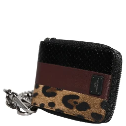 Multicolor Leopard Leather DG Bifold Card Holder Wallet