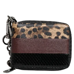 Multicolor Leopard Leather DG Bifold Card Holder Wallet