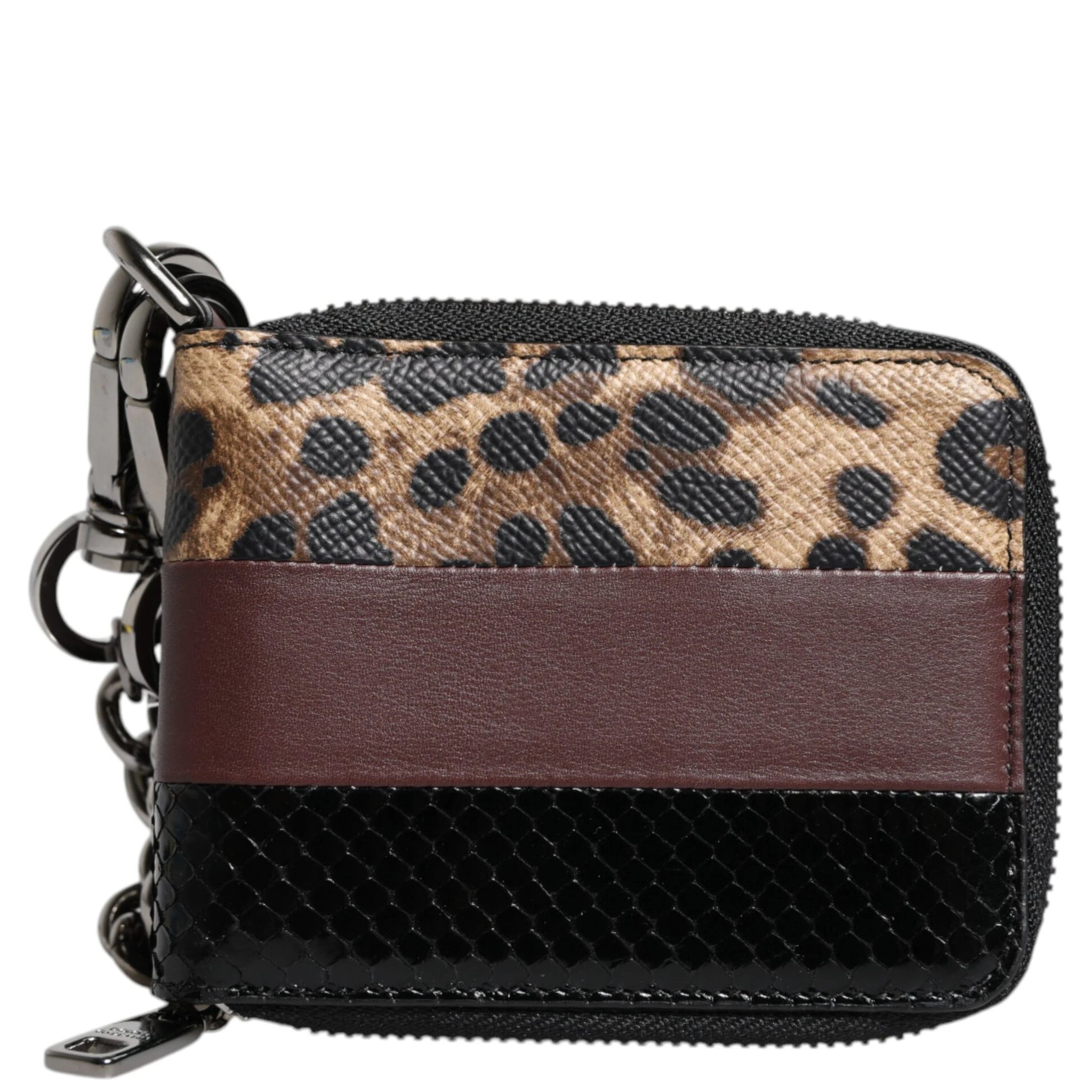 Multicolor Leopard Leather DG Bifold Card Holder Wallet