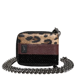 Multicolor Leopard Leather DG Bifold Card Holder Wallet
