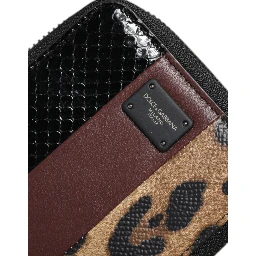 Multicolor Leopard Leather DG Bifold Card Holder Wallet