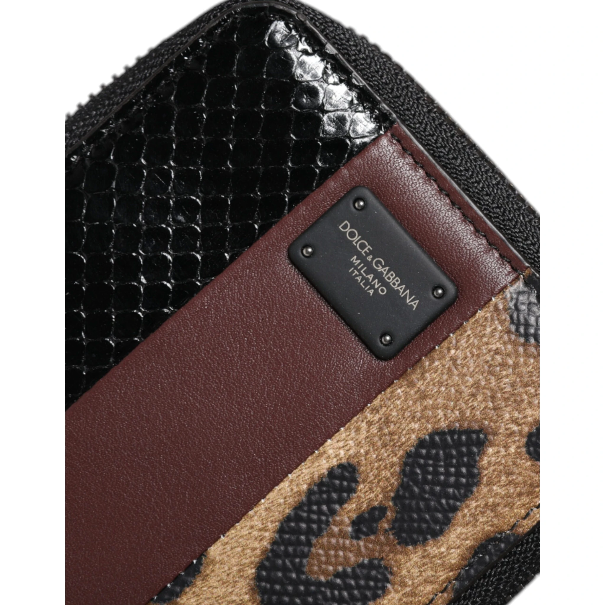 Multicolor Leopard Leather DG Bifold Card Holder Wallet