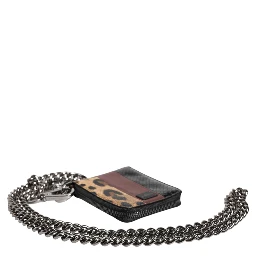 Multicolor Leopard Leather DG Bifold Card Holder Wallet