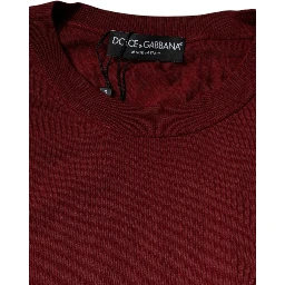 Maroon Cashmere Crew Neck Pullover Sweater