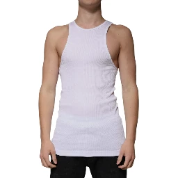 White Cotton Sleeveless Round Neck Tank T-shirt