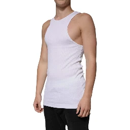 White Cotton Sleeveless Round Neck Tank T-shirt