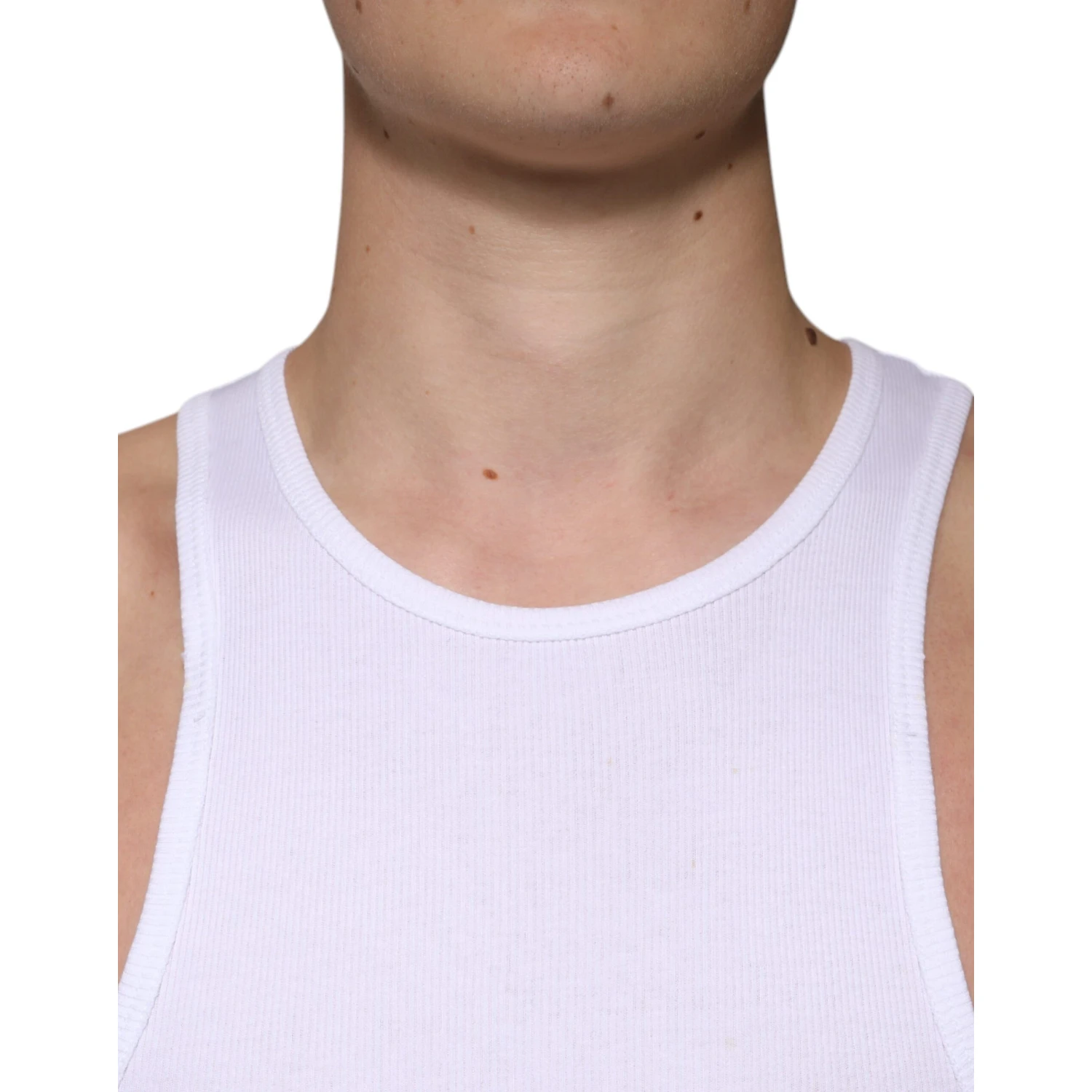 White Cotton Sleeveless Round Neck Tank T-shirt