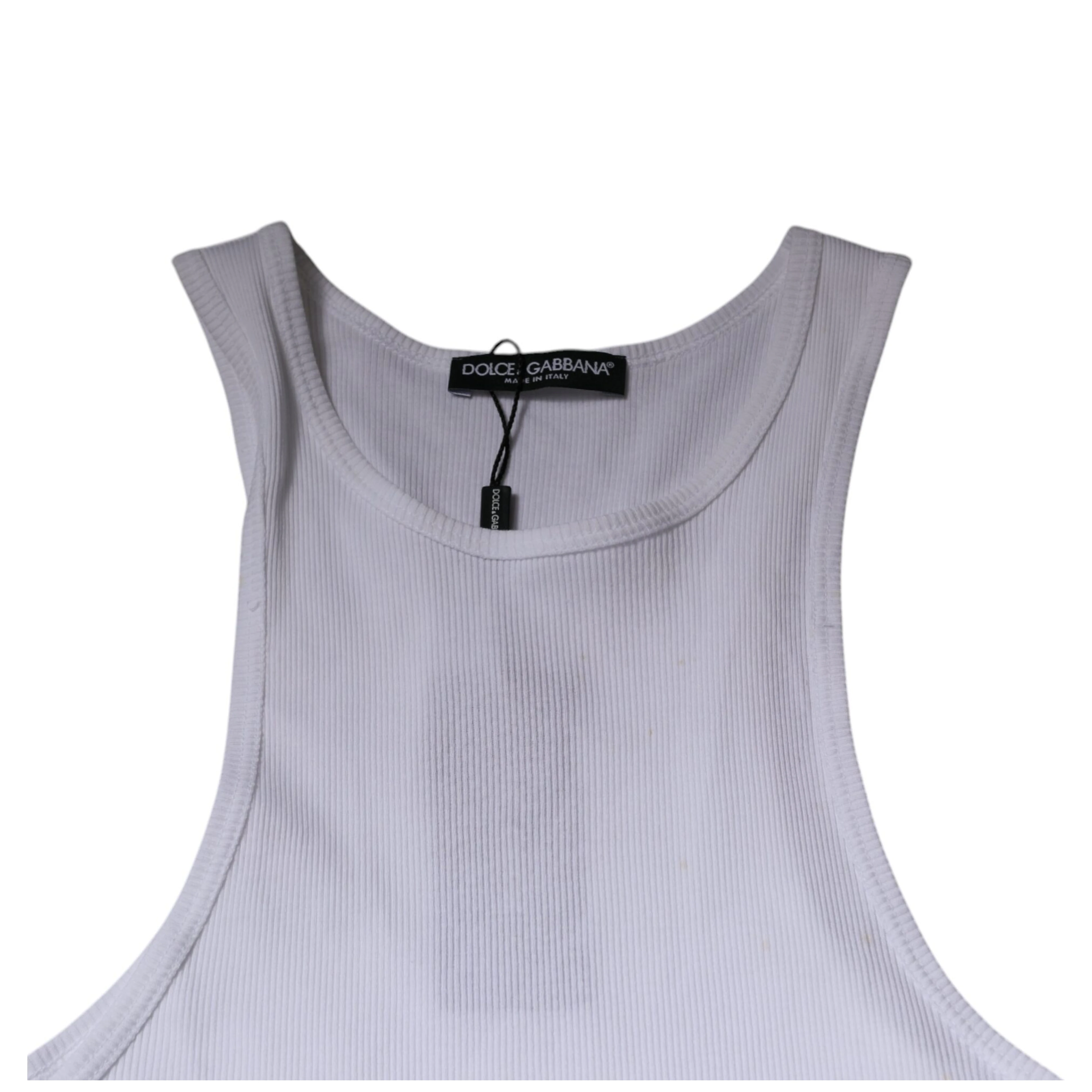 White Cotton Sleeveless Round Neck Tank T-shirt