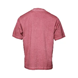 Pink Logo Print Cotton Crew Neck T-shirt