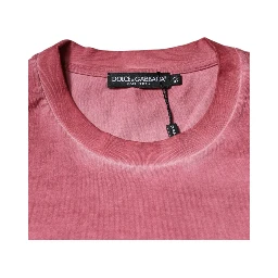 Pink Logo Print Cotton Crew Neck T-shirt