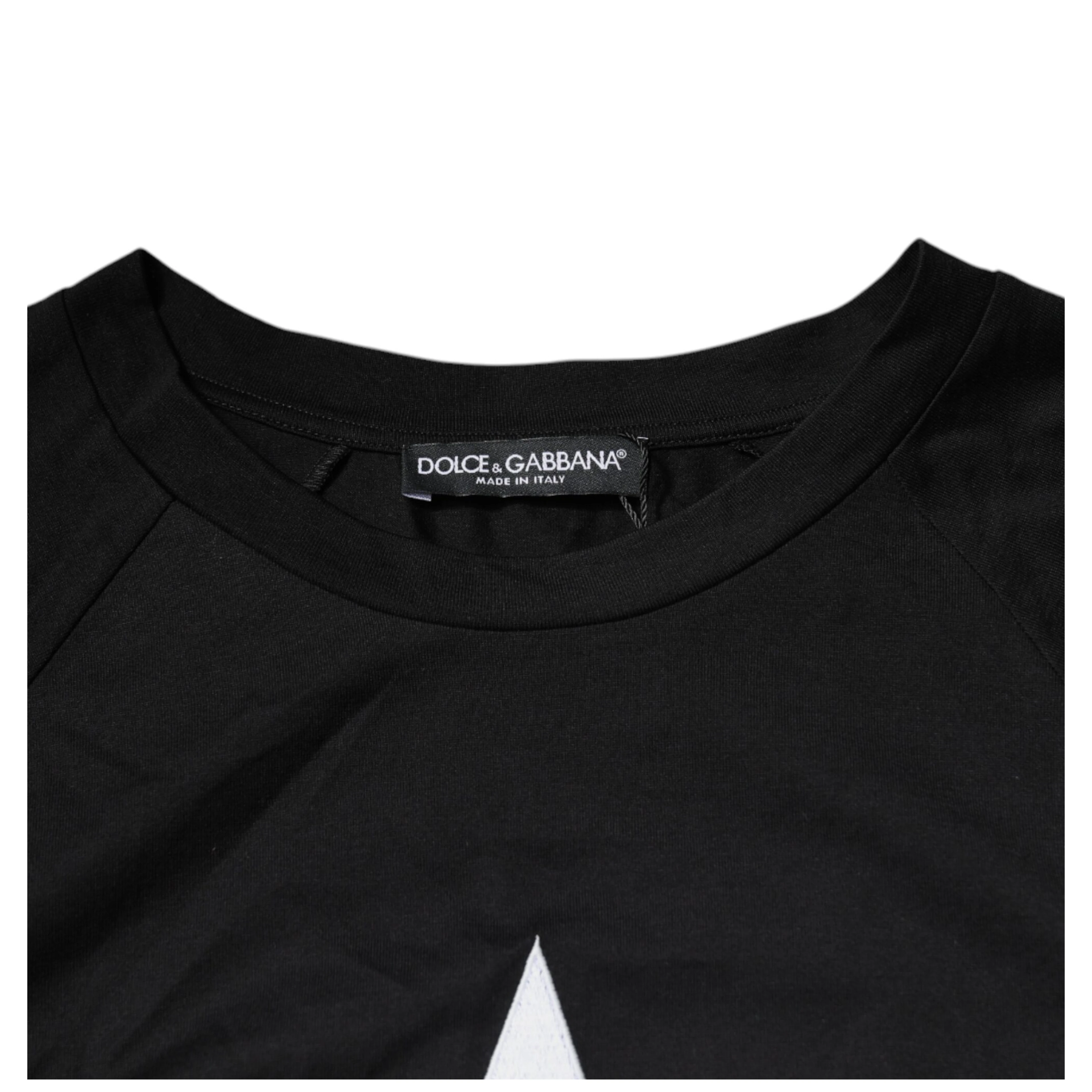 Black Logo Print Cotton Crew Neck T-shirt