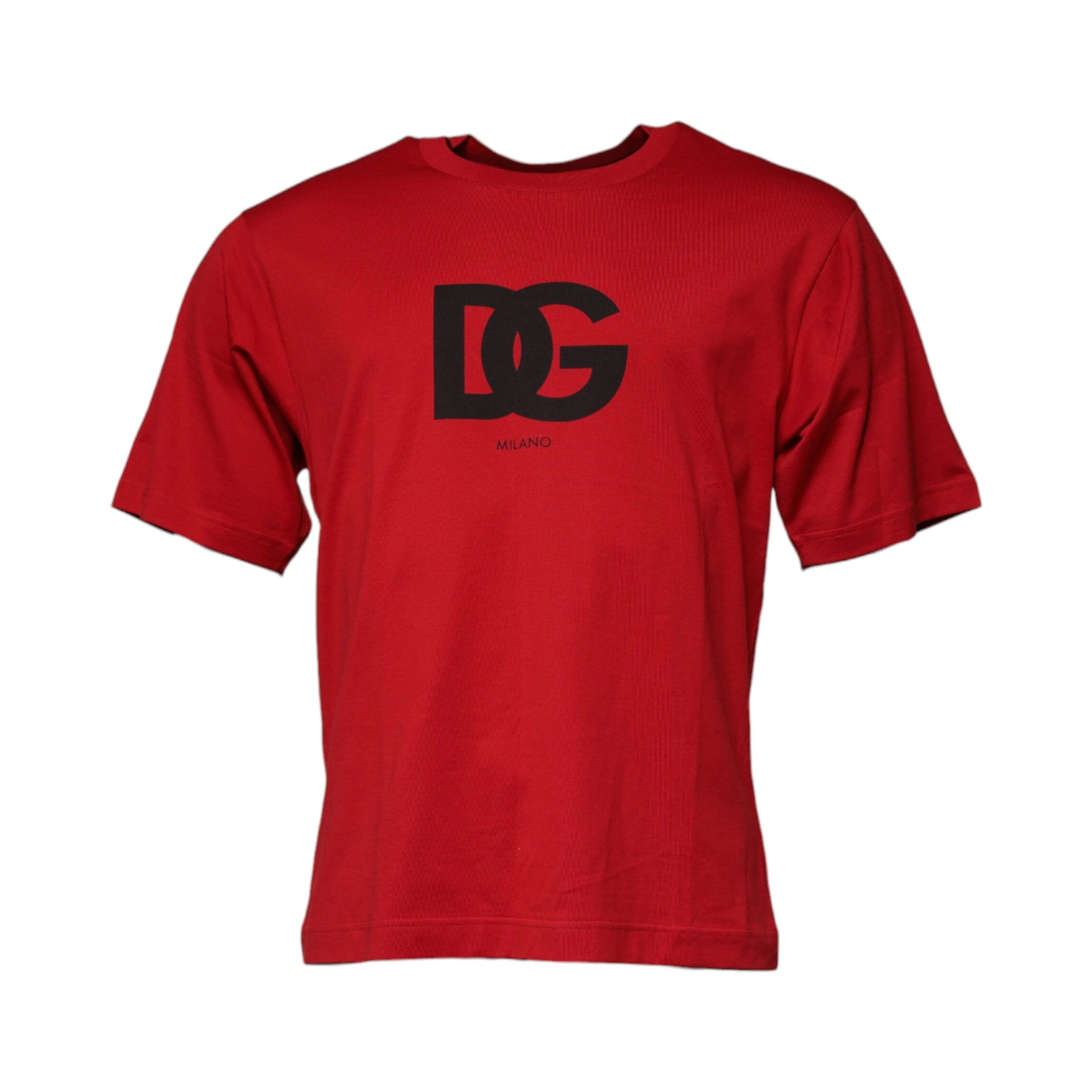 Red Logo Print Cotton Crew Neck T-shirt