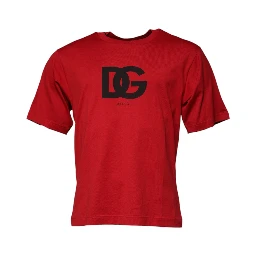 Red Logo Print Cotton Crew Neck T-shirt
