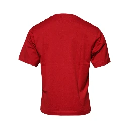 Red Logo Print Cotton Crew Neck T-shirt