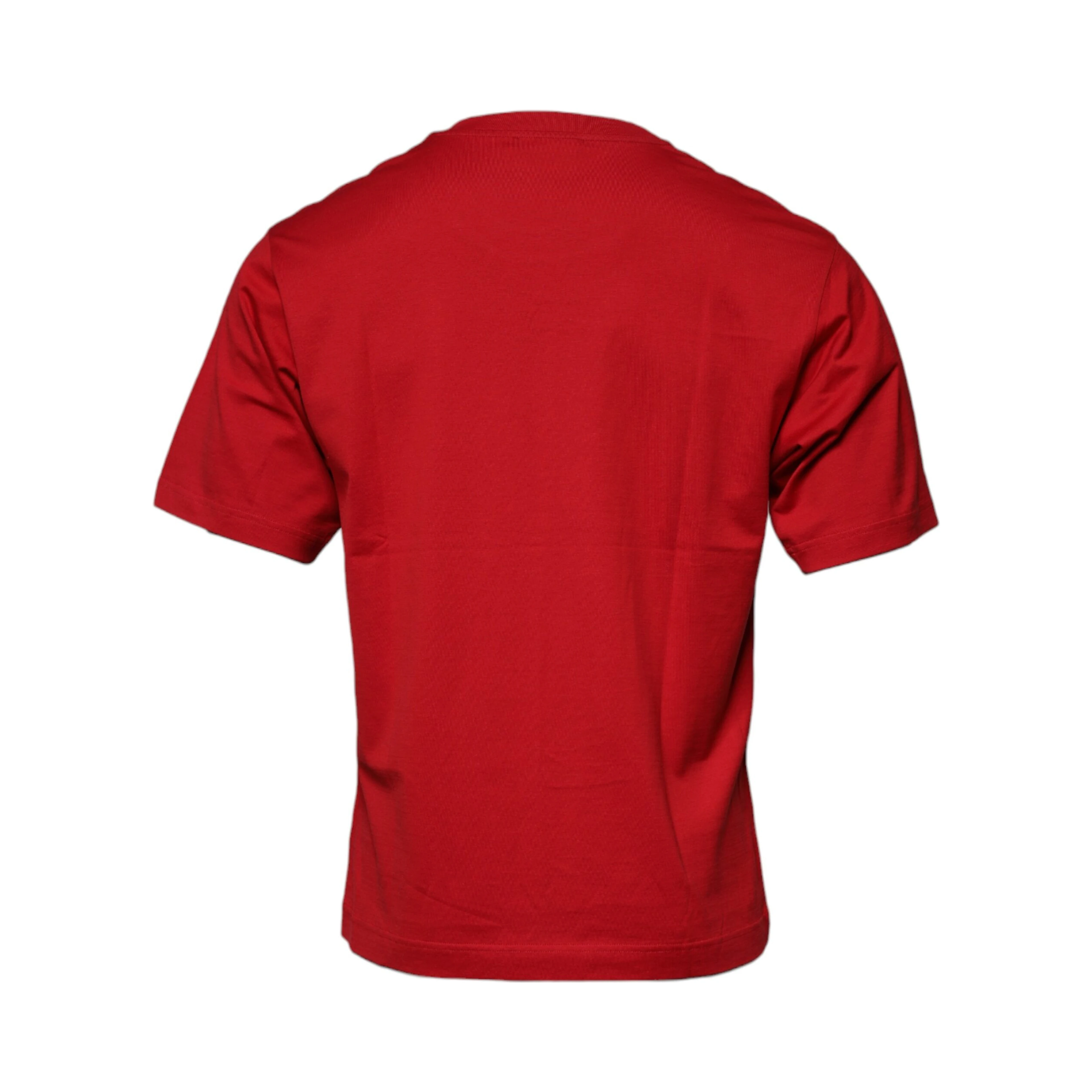Red Logo Print Cotton Crew Neck T-shirt