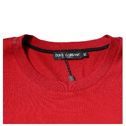 Red Logo Print Cotton Crew Neck T-shirt