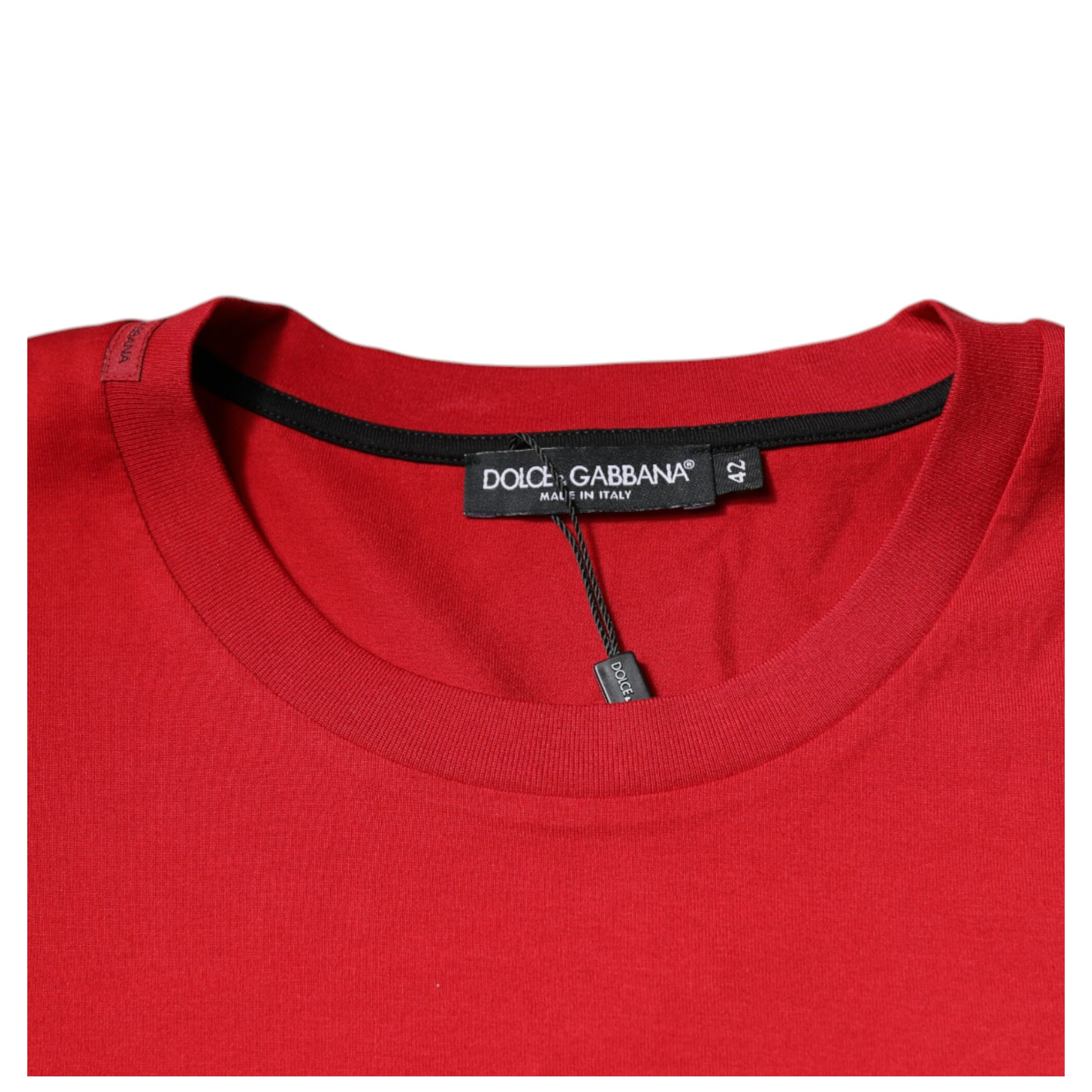 Red Logo Print Cotton Crew Neck T-shirt