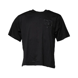 Black DG Logo Print Cotton Crew Neck T-shirt